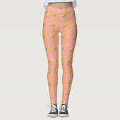Schattigee perzik twee kleine vogelpatroon leggings (Voorkant)