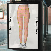 Schattigee perzik twee kleine vogelpatroon leggings