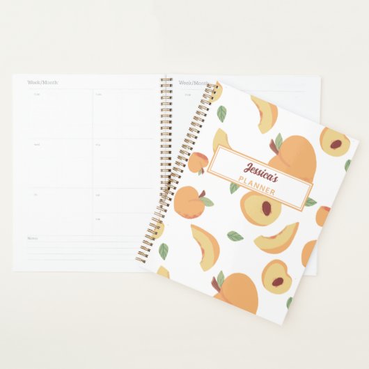 Schattigee perziken gepersonaliseerd monogram planner (Display)