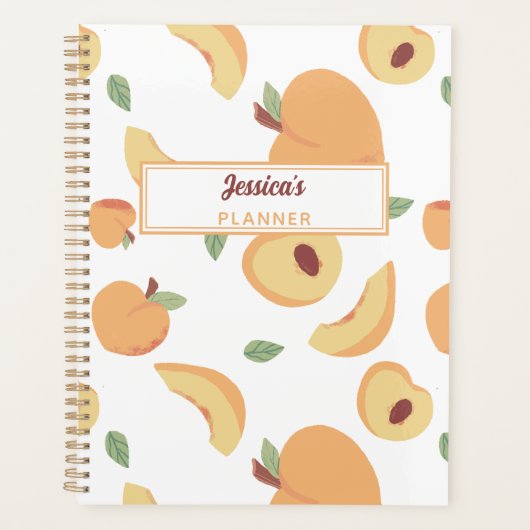 Schattigee perziken gepersonaliseerd monogram planner (Voorkant)