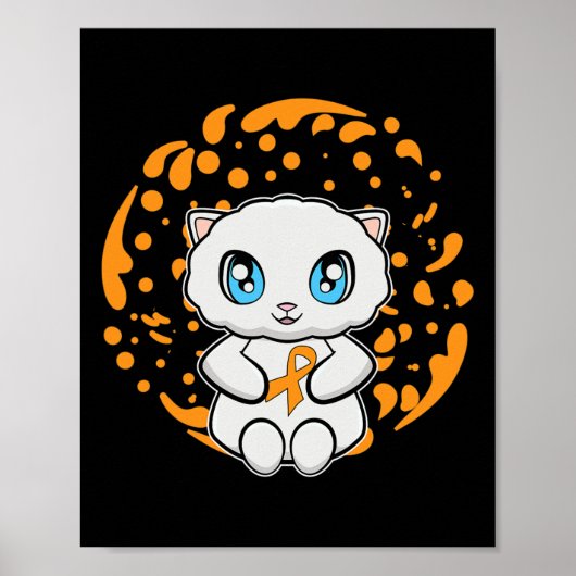 Schattigee Perzische kat anime kitten leukemie bew Poster (Voorkant)