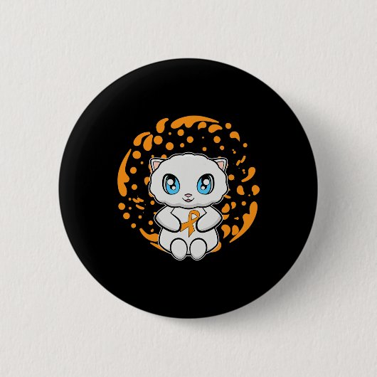 Schattigee Perzische kat anime kitten leukemie bew Ronde Button 5,7 Cm (Voorkant)