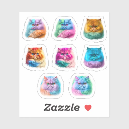 Schattigee Perzische Kat Stickers 8-Pack - Kleurri (Vel)