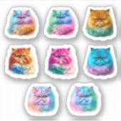 Schattigee Perzische Kat Stickers 8-Pack - Kleurri (Voorkant)