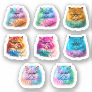 Schattigee Perzische Kat Stickers 8-Pack - Kleurri