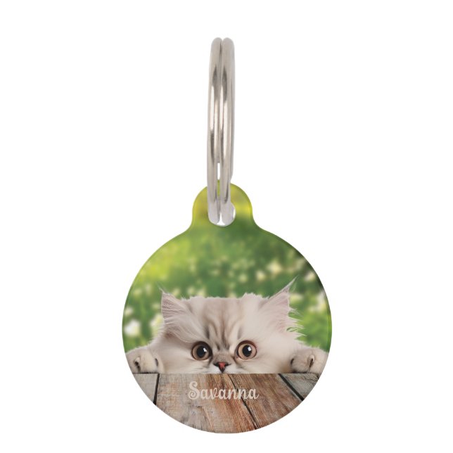 Schattigee Perzische Peeking Cat Huisdierpenning (Voorkant)