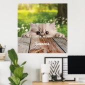 Schattigee Perzische Peeking Cat Poster (Thuiskantoor)