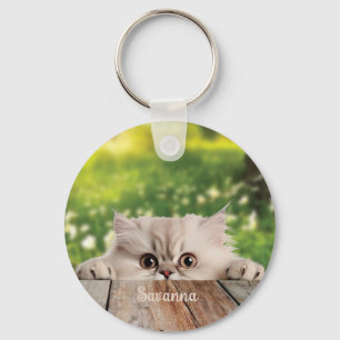 Schattigee Perzische Peeking Cat Sleutelhanger