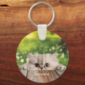 Schattigee Perzische Peeking Cat Sleutelhanger (Voorkant)