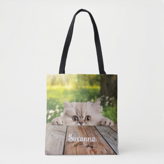 Schattigee Perzische Peeking Cat Tote Bag (Voorkant)