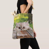 Schattigee Perzische Peeking Cat Tote Bag (Dichtbij)