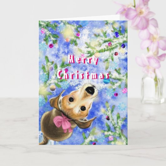Schattigee Pet Dog Christmas Kaart (Orchidee)