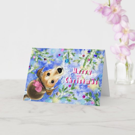 Schattigee Pet Dog Christmas Kaart (Orchidee)