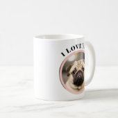 Schattigee Pet Dog Foto in Blush Pink Circle Lijst Koffiemok (Voorkant rechts)