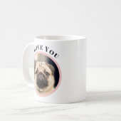 Schattigee Pet Dog Foto in Blush Pink Circle Lijst Koffiemok (Voorkant links)
