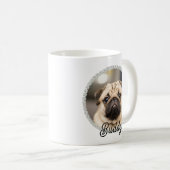Schattigee Pet Dog Foto in Silver Glitter Circle L Koffiemok (Voorkant rechts)