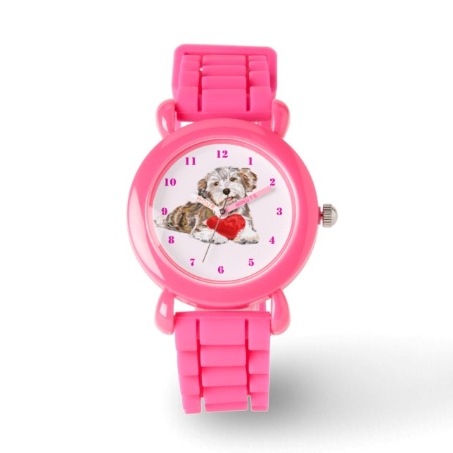 Schattigee Pet Dog met Heart Gift Watch Horloge (Voorkant)