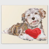 Schattigee Pet Dog met Heart Gift Wrapping Paper Cadeaupapier (Vlak)