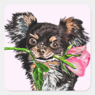 Schattigee Pet Dog met Roos Gift Stickers