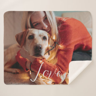Schattigee Pet Dog Photo Custom Script Keepsake Sherpa Deken