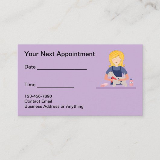 Schattigee Pet Grooming Afspraak Visitekaartjes Afsprakenkaartje (Voorkant)