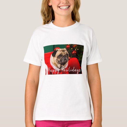 Schattigee Pet Hondenliefhebber Foto Kerst Happy P T-shirt (Voorkant)