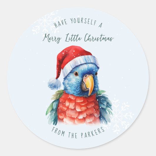Schattigee Pet Parrot | Vrolijke kerstvakantie Ronde Sticker (Voorkant)