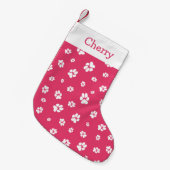 Schattigee Pet Paw prints Patroon Roze Monogram Na Kleine Kerstsok (Voorkant (Hangend))