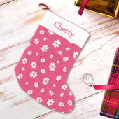 Schattigee Pet Paw prints Patroon Roze Monogram Na Kleine Kerstsok