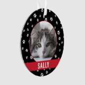 Schattigee Pet Paw Prints Rood Gepersonaliseerde K Ornament (voorkant)