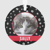 Schattigee Pet Paw Prints Rood Gepersonaliseerde K Ornament (achterkant)