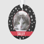 Schattigee Pet Paw Prints Rood Gepersonaliseerde K Ornament (voorkant)