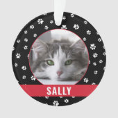 Schattigee Pet Paw Prints Rood Gepersonaliseerde K Ornament (voorkant)