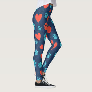 Schattigee Pet Paws & Hearts Pattern Leggings Wate
