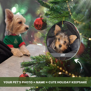 Schattigee Pet Photo Dog of Cat Pet's Name Keramisch Ornament