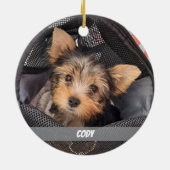 Schattigee Pet Photo Dog of Cat Pet's Name Keramisch Ornament (Achterkant)