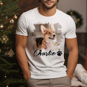 Schattigee Pet Photo Naam & Paw Print T-shirt