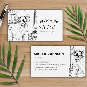 Schattigee Pet Poedel Grooming Schets / Illustrati Visitekaartje
