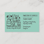 Schattigee Pet Sitter Blauwgroen Kat Hond QR Code Visitekaartje (Voorkant)
