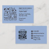 Schattigee Pet Sitter Blue Cat Dog QR-code Visitekaartje (Voorkant / Achterkant)