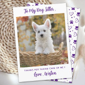 Schattigee Pet Sitter Custom Dog Puppy Foto Dank u Kaart