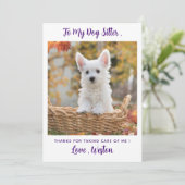 Schattigee Pet Sitter Custom Dog Puppy Foto Dank u Kaart (Staand voorkant)