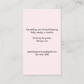 Schattigee Pet Sitter Dog Walker Groomer Blush Pin Visitekaartje (Achterkant)