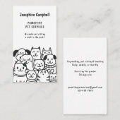 Schattigee Pet Sitter Dog Walker Groomer Zwart-wit Visitekaartje (Voorkant / Achterkant)