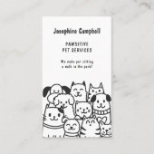 Schattigee Pet Sitter Dog Walker Groomer Zwart-wit Visitekaartje (Voorkant)