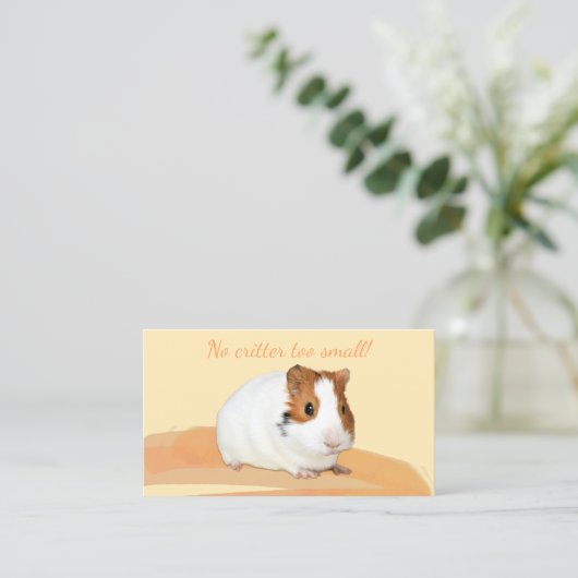 Schattigee Pet Sitter Guinee Pig QR Code Visitekaa Visitekaartje (Staand voorkant)
