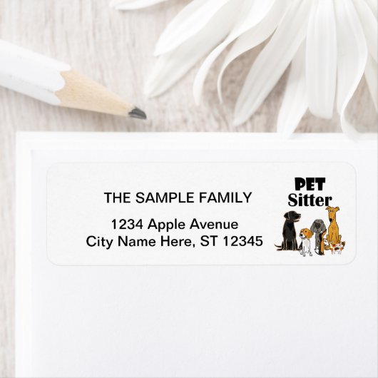 Schattigee Pet Sitter Hond en Kat Cartoon Etiket (Insitu)