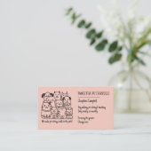 Schattigee Pet Sitter Perzik Kat Hond QR Code Visitekaartje (Staand voorkant)