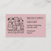 Schattigee Pet Sitter Roze Kattenhond QR-code Visitekaartje (Voorkant)