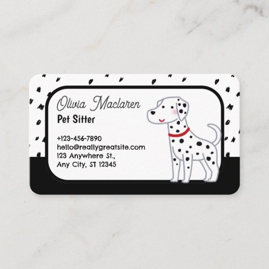 Schattigee Pet Sitter Visitekaartje – Zwart & Wit (Voorkant)